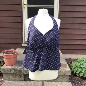 Lands’ End Plus Size Tankini Swim Top Navy Sz 20W